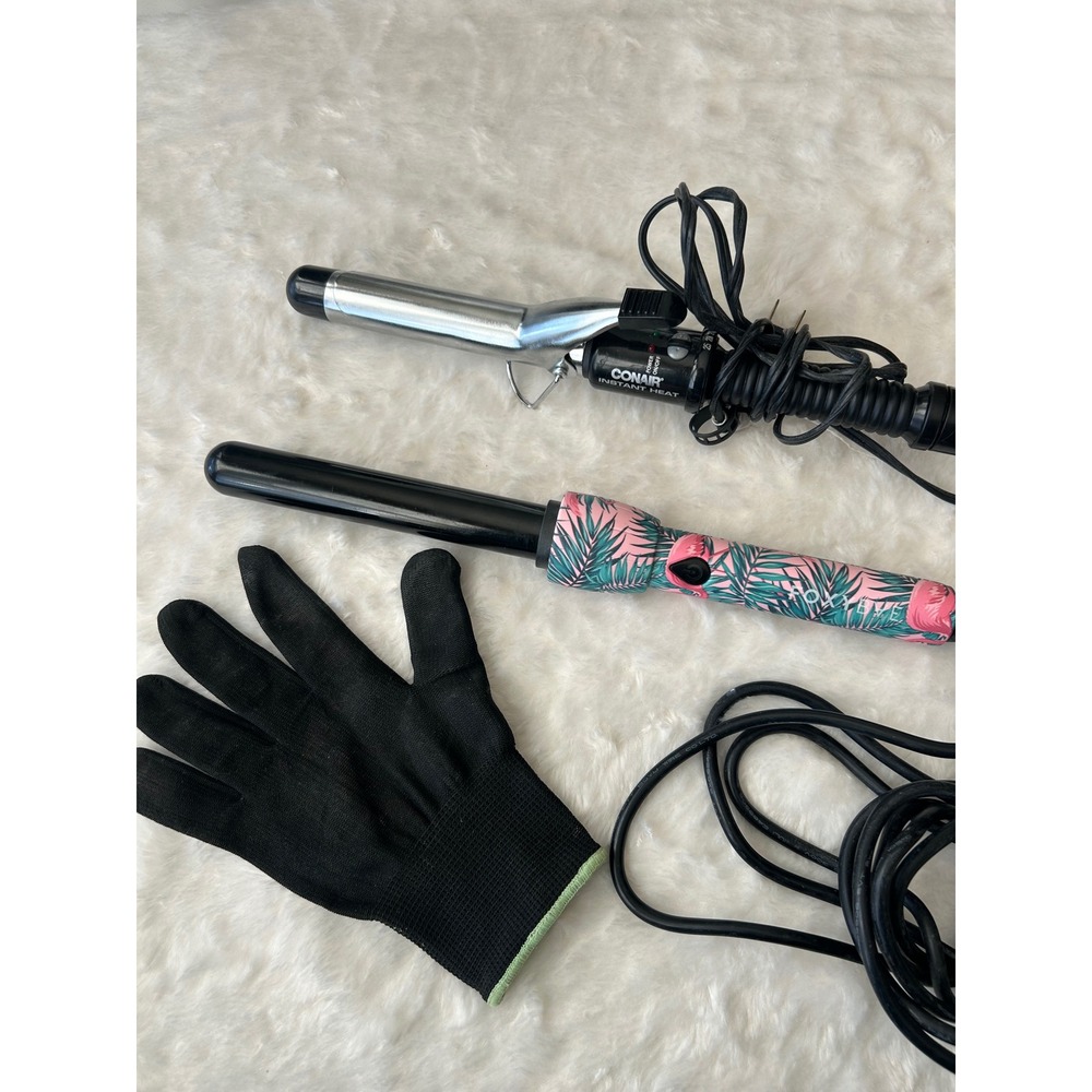 FoxyBae Conair Curling Iron Wand Set Womens OS Pink Black Excellent Tropical